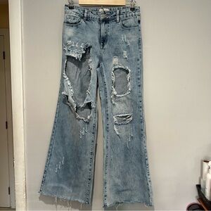 Litz by Uniq Womens Denim Jeans Distressed Blown Out Streetwear Size 26/3